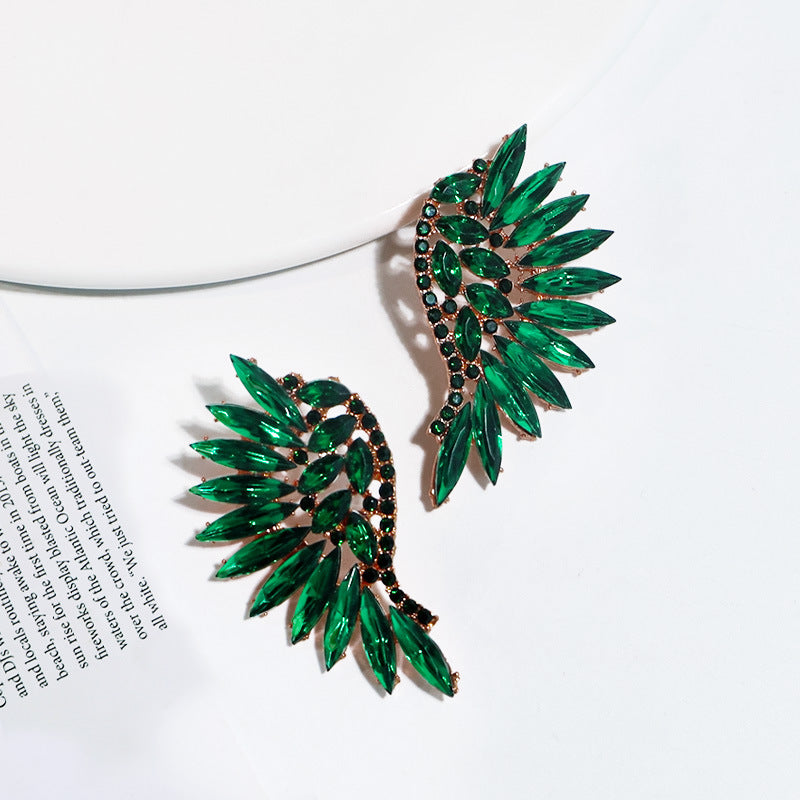 Wholesale Vintage Super Sparkling Diamond Wing Earrings